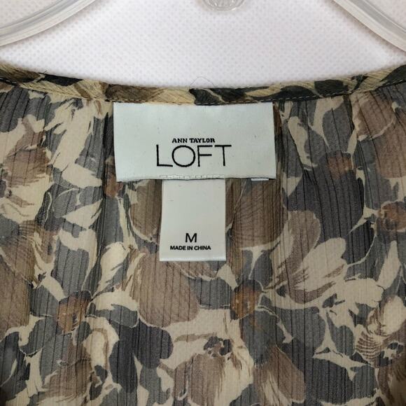 Ann Taylor LOFT Floral Top Womens Medium Sheer Floral Lace Boho Cottagecore - Picture 3 of 4
